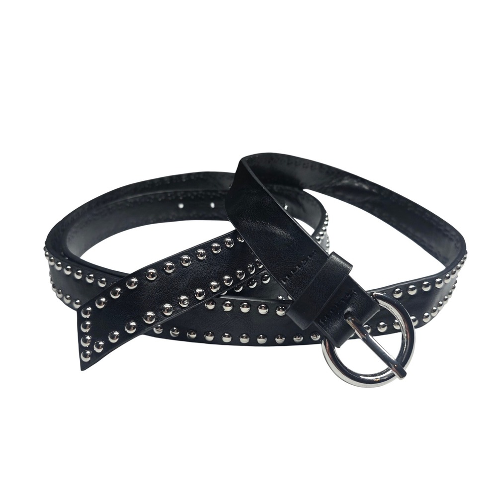 Torrid Black Faux Leather Double Row Studded Belt Silver Buckle Plus Size 5 62in